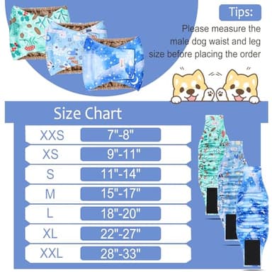 Reusable Dog Diapers Male 3 Pack, Premium Washable Belly Bands for Male Dogs, High Absorbing Large Male Dog Wraps for Doggie & Puppy in Incontinence or Excitable Urination and Training Star Star L - Image 2