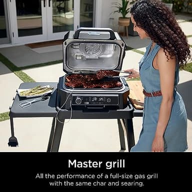 Ninja | Grill & Smoker | Outdoor Woodfire Pro XL | 4 in 1 Grill, BBQ Smoker, Air Fryer & Bake | Portable | Includes Built in Thermometer & 2 Woodfire Pellet Packs | Dark Grey | OG850 - Image 2