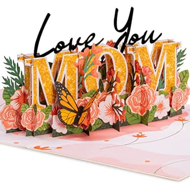 Paper Love 3D Love You Mom Pop Up Mothers Day Card, For Mom, Wife, All Occasion - 5" x 7" Cover - Includes Envelope and Note Tag - Image 1