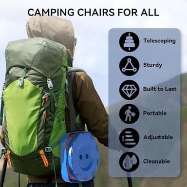 Guioiby Upgraded Collapsible Stool, Portable Folding Stool, Telescoping Camping Chair with Max Load Capacity 485lbs, Square Retractable Stool for Camping Gardening Fishing Hiking BBQ [Rainbow+Blue] - Image 6