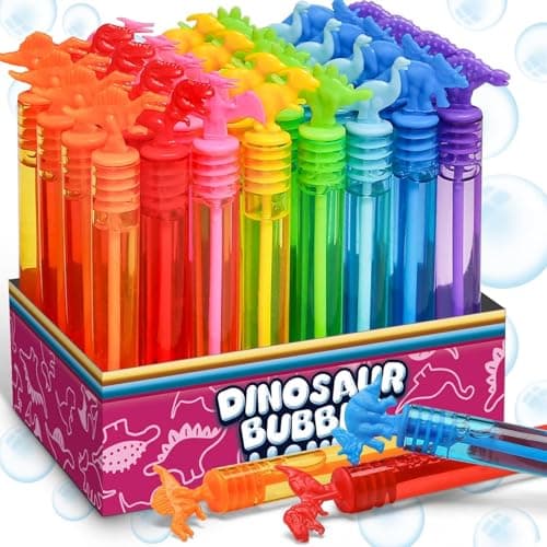 32 Pack Bubble for Kids Party Favors, 8 Style Mini Bubble Wands with Gift Box, Dinosaur Toys Bulk for Carnival Prizes Goodie Bag Stuffers Supplies, Birthday Bath Time Bubbles Blower Toy for Girl Boy - Image 1