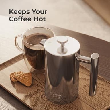 MuellerLiving French Press Coffee Maker 20oz, Stainless Steel French Press Coffee, 4 Filter Heat Resistant Double Insulated, Rust-Free, Food Grade, Dishwasher Safe Coffee Pot - Image 9