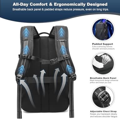 Vacuum Backpack Travel – Expandable Compression Carry On Backpack with Vacuum Pump, Water-Resistant TSA Lock Travel Bag, 17" Laptop Backpack for Men Women, Business Airplane Flight Luggage, Black - Image 9