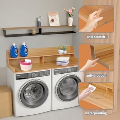Washer Dryer Countertop Laundry Countertops Counter Top for Washer and Dryer Washer Dryer countertop with Shelf Laundry Countertop Over Washer and Dryer (Light Walnut) 54″×27.5″×12″ - Image 2