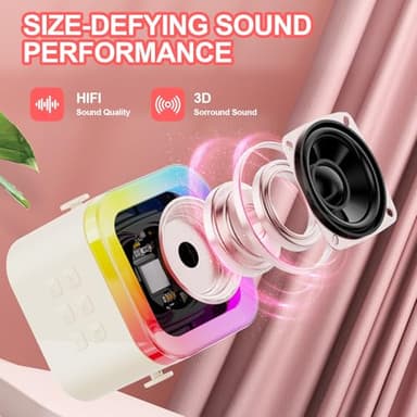 Mini Karaoke Machine for Kids Adults,Portable Bluetooth Speaker, 1-2 Wireless Microphones with Fun Voice Changing Function-Toys for 5 6 7 8 9 10 Year Old Girl Boys Birthday Gifts Ideas - Image 3