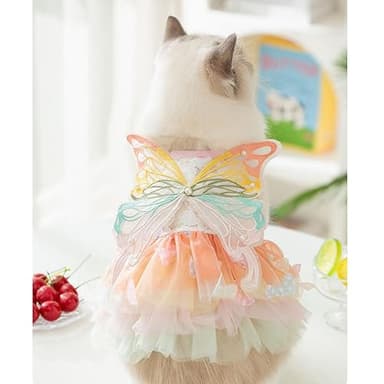 Butterfly Dog Costume Pet Girl Cute Puppy Clothes for Small Dog Girls Halloween Costum Cat Outfit for Kitten Chihuahua Yorkie Pomeranian (Small size for 3.3-5.5lb pets) - Image 4