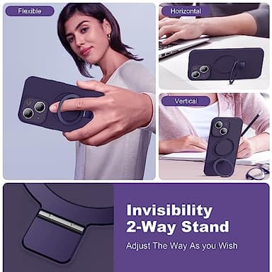 SKYLMW Designed for iPhone 14 Pro Max Case with Magnetic Invisible Stand Compatible with Mag-Safe Military Drop Tested Shockproof Silicone Phone Cases for Women Men 6.7'', Purple - Image 3