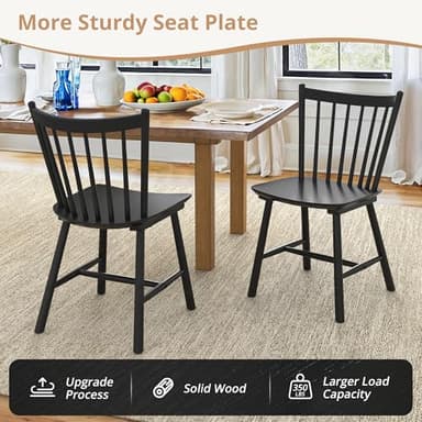 LUE BONA Upgraded Dining Chairs Set of 8, Farmhouse Wooden Spindle Back Kitchen Chairs, Windsor Dining Chairs for Kitchen and Dining Room, Black - Image 5
