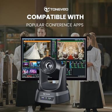 TONGVEO Conference Room PTZ Camera System with 20X Optical Zoom | 1080P 60fps HDMI USB Webcam for Church Streaming Online Video Conference| Compatible with Zoom, OBS | Easy Setup - Image 5