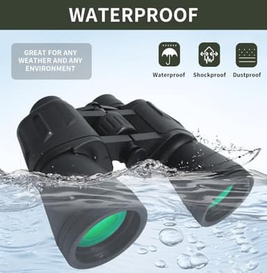 10x50 High Powered Binoculars for Adults - Professional Wide View Porro Prism Binoculars with BAK-4 Prism Water-Resistant Fogproof, Low Light Vision for Bird Watching Hunting Concerts Stargazing - Image 5