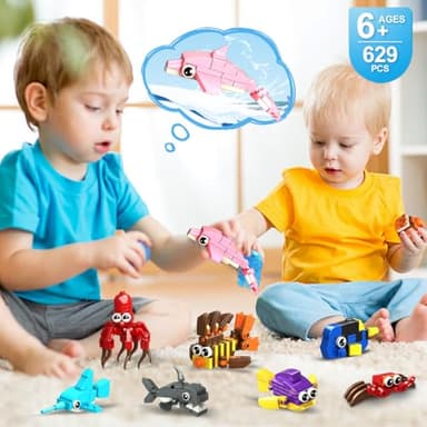 HOGOKIDS 24 Pack Party Favors for Kids Building Set - 629PCS Marine Animals Building Blocks Toy for Goodie Bag Stuffers Classroom Prizes, Valentines Day Easter Birthday Gift for Boys Girls Ages 6-12 - Image 7