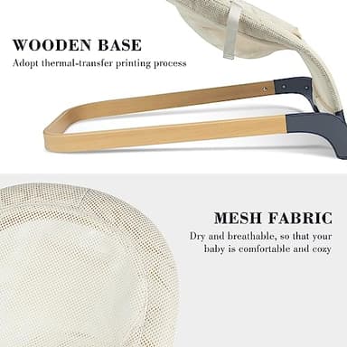 ANGELBLISS Baby Bouncer, Portable Bouncer Seat for Babies, Infants Bouncy Seat with Mesh Fabric, Natural Vibrations (Beige) - Image 5