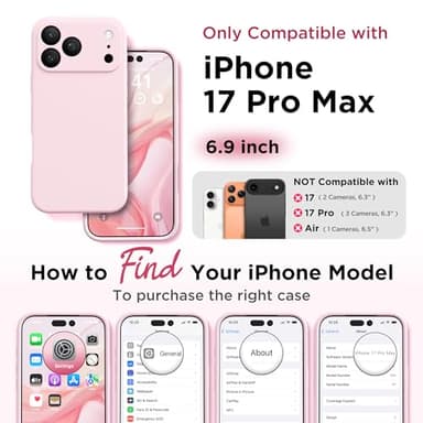 GolbinBox Magnetic for iPhone 17 Pro Max Case, Compatible with MagSafe, [Full Camera Protection] [Screen Protector], Silicone Shockproof Phone Cover with Anti-Scratch Microfiber Lining, Chalk Pink - Image 2