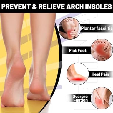 Plantar Fasciitis Relief Arch Support Inserts Flat Feet Orthotics para Orthopedic Insole Men Women Absorb Shock Supination Correction Standing All Day Boot Work Shoe Insoles Size(6-6 1/2 - Image 6