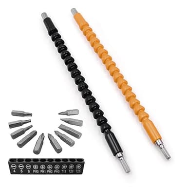2 Pack Flexible Drill Bit Extension with 10 Drill Bit Sets, YTFGGY 11.8 inch Magnetic Hex Soft Shaft, Flexible Screwdriver Extension for Connect Drive Shaft Tip Drill Bit Kit Adaptor (BY) - Image 1