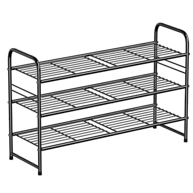 SUFAUY 3-Tier 33" Wide Shoe Rack, Closet Metal Shoe Rack Organizer Heavy Duty, Stackable, Black - Image 1