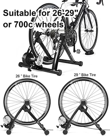 Bike Trainer, Magnetic Bicycle Stationary Stand for Indoor Exercise Riding, 26-29" & 700C Wheels, Quick Release Skewer & Front Wheel Riser Block Included - Image 6