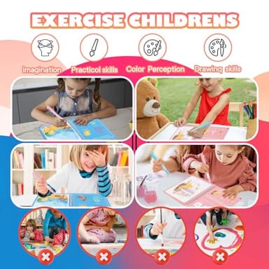 5 Pack Reusable Water Coloring Book for Toddlers, Water Doodle Book Toys, Paint with Water Books,Mess-Free Coloring Book, Portable Educational Doodle Drawing Toy, Educational Learning Kits Gifts - Image 6