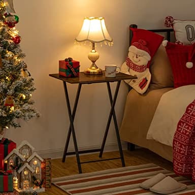 HOOBRO Folding TV Tray Tables, Set of 2 Side Table for Small Space, Industrial Snack Tables for Eating at Couch, Stable Metal Frame, Easy Assembly, Space Saving, Rustic Brown and Black BF25BZ01 - Image 5