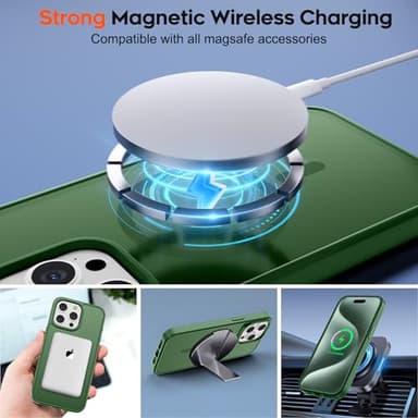 zapica Magnetic for iPhone 15 Pro Max Case, [Compatible with MagSafe] [Military Grade Drop Protection] Translucent Matte Shockproof Anti-Scratch Phone Case for Women Men, Dark Green - Image 4