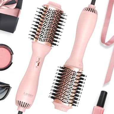 LANDOT Hair Blow Dryer Brush: One-Step Hot Air Brush with 60mm Oval Barrel - 4 in 1 HairDryer Styler and Volumizer for Drying Straightening Curling Volumizing Hair Fight Frizz and Add Volume - Image 1
