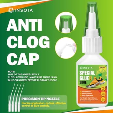 Shoe Glue, 30g Clear Super Glue for Shoe Repair Quick Fix Shoe Adhesive Waterproof Strong Crazy Instant Glue for Bonding Shoe Sole, Boots, Sandals, Sneakers, Leather & Other Footwear Items - Image 6