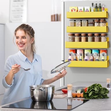 Vetacsion 4 Pack Moveable Fridge Magnetic Spice Racks,Metal Yellow - Image 5