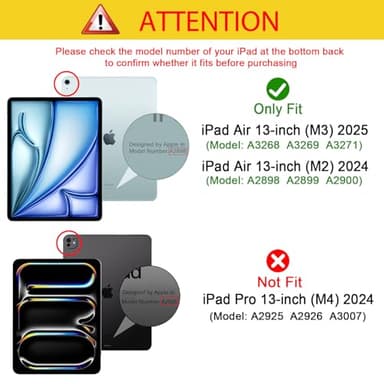 ProCase for iPad Air 13 Inch Case M3 2025/M2 2024, Slim Smart Cover iPad 13 Air M3 M2 Case with Translucent Hard Shell Back, Supports Touch ID, Auto Wake/Sleep -Black - Image 2