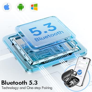 kurdene Wireless Earbuds Bluetooth Headphones Sport,Over Ear Buds with Deep Bass Sound,60Hrs Playtime Earphones Redesigned Comfort Fit with Earhooks for Running,Meeting,Workout-Black - Image 7