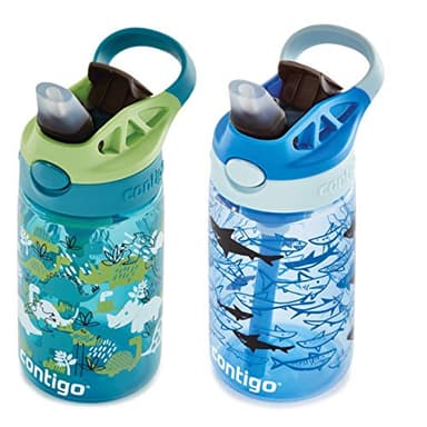 Contigo Aubrey Kids Water Bottle, 2-Pack, 14oz, Dinos & Sharks, Spill-Proof Lid, Dishwasher Safe, Blue & Green - Image 6