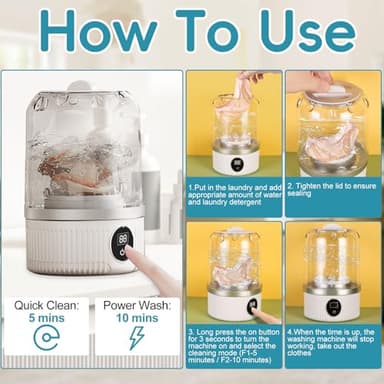 Mini Washing Machine, 2025 New Portable Washing Machine, Rechargeable Cordless Underwear Washer, Socks, Baby Clothes, Washing Machine for Apartment, Dorm, Camping - Image 6