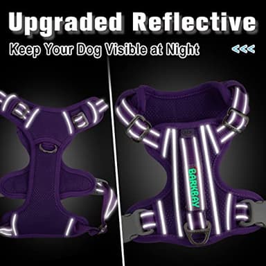 BARKBAY Dog Harness No Pull with ID Tag Pocket - Heavy Duty, Reflective, Easy Control for Large Dogs(Purple,L) - Image 5