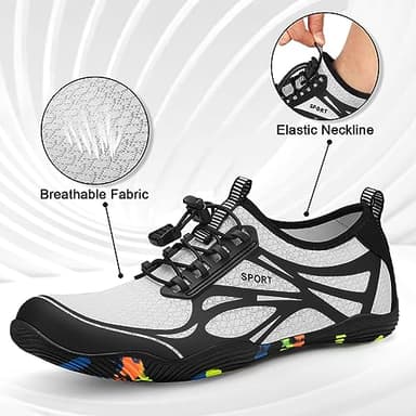 Water Shoes for Men Women River Shoes Adult Swim Beach Lake Pool Aqua Socks Barefoot Quick Dry for Hiking Surfing Kayaking Cruise Ship Essentials Size Women 8.5 / Men 7(White) - Image 2