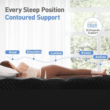 Dual Layer 3 Inch Memory Foam Mattress Topper California King Size, 2 Inch Gel Memory Foam Plus 1 Inch Cooling Pillow Top Mattress Pad Cover, with 8-21 Inch Deep Pocket, Black - Image 3