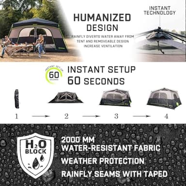 HINSTANT 4/6/8 Person Instant Tent, Waterproof Pop Up Tents for Camping with Rainfly, 60 Seconds Easy Setup, Automatic Cabin Tent for Family Camping with Expandable Carry Bag & Upgraded Ventilation - Image 3