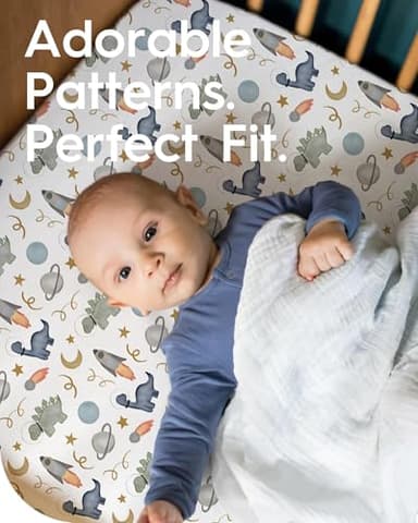 Premium Fitted Baby Boy Crib Sheets for Standard Crib Mattress - Ultra-Soft Jersey Knit Crib Mattress Sheet, Safe and Snug, Durable, Stylish Crib Sheet, 28''x52''x9'' Extra Deep Pocket - Image 2