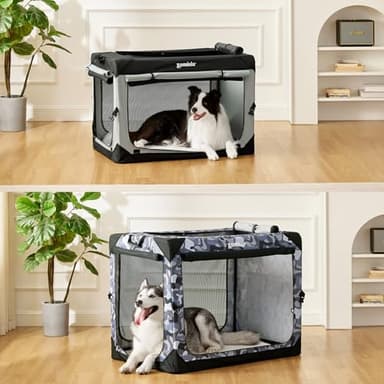 ZOMISIA 42 Inch Collapsible Dog Crate for Extra Large Dogs - XL Dog Travel Crate Portable with Breathable Mesh Windows, Soft Sided Dog Kennel Foldable for Indoor and Outdoor, Grey - Image 8