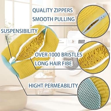 mcdhhemoShoe Washing Machine Bag, Sneaker Laundry Shoe Bag for Washer and Dryer, Durable Mesh Laundry Bags for Delicates Shoes Washing Bag with Side Zip, Reusable Shoe Bag for Gym Shoes(Yellow） (1) - Image 5