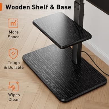 Perlegear Floor TV Stand with Power Outlet, Universal TV Stand for 32-75 inch TVs up to 110 lbs, Height Adjustable Standing TV Mount, Tall TV Mount with Wood Base, Max VESA 600x400mm, PGFS06 - Image 6