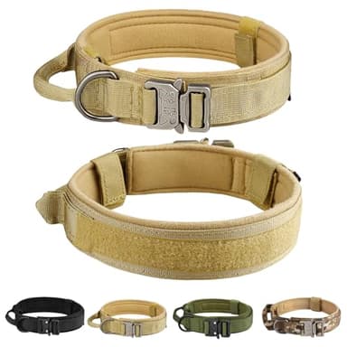 Tactical Dog Collar, Adjustable Nylon Dog Collar with Control Handle，Tactical Collar with Metal Buckle for Medium and Large Dogs(Green,L) - Image 7