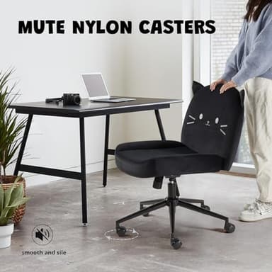 IWMH Armless Office Desk Chair with Wheels,Ergonomic Criss Cross Legged Computer Chair with Fabric Padded, Height Adjustable Wide Seat Vanity Chairs,Mid Back Task Chair for Home, Bedroom (Black) - Image 6