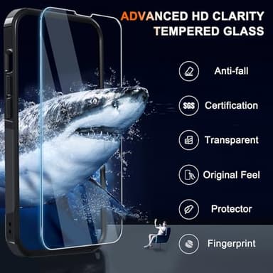 RMOCR for iPhone 16E Case with Screen Protector,Military Grade Heavy Duty Shockproof Phone Cover with Wrist Lanyard Strap for iPhone 16E 2025 Released,Black Matte - Image 3