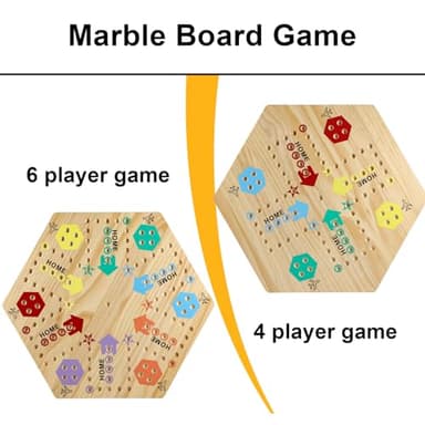 Medikaison Extra Large 23.6 Inches Wahoo Marble Board Game 4 and 6 Players 2 Sided Painted Thicken Wood Board Perfect Game for Family Friends Party - Image 4