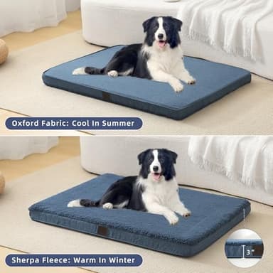 DaysU Large Dog Bed for Large Dogs, Orthopedic Dog Beds with Removable Washable Cover, Egg Crate Foam Pet Bed Mat, Light Navy, Suitable for Dogs Up to 65 Ibs, 36x27x3in - Image 4