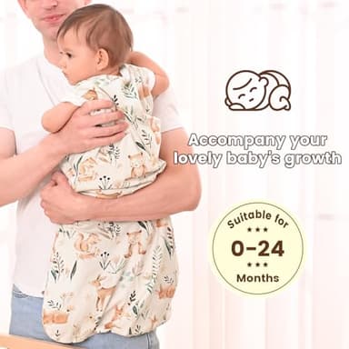 PHF Soft Baby Sleep Sack 6-12 Months 100% Organic Cotton Wearable Blanket, 2-Way Zipper 0.5 TOG Toddler Sleeping Sack 3 Pack, Comfy Sleep Bag for Baby Boys Girls, Woodland (Medium) - Image 7