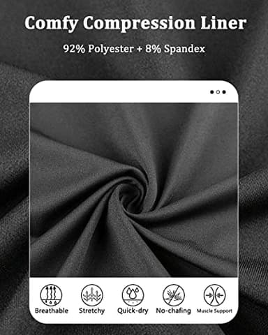 SILKWORLD Mens Swim Trunks with Compression Liner Quick-Dry Bathing Suit Swimming Shorts with Zipper Pockets,Black,Medium - Image 6