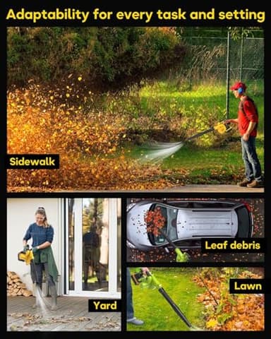 Deforce Cordless Leaf Blower for Dewalt 20v Max Battery, 4 in 1 Blower/Vacuunm/Inflator/Deflator, Electric Mini Leaf Blower, 3 Speeds, 135 CFM with Extended Tube for Lawn Care, Patio(Bare Tool Only) - Image 8