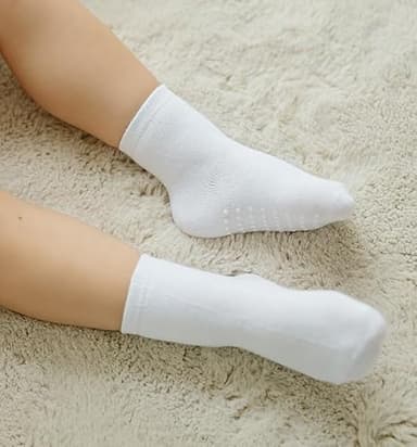 JAKIDAR 12 Pack Baby Toddler Socks Non Slip Grip Cotton Crew Socks for Boys Girls Infants Kids, White, 12-24 Months - Image 7