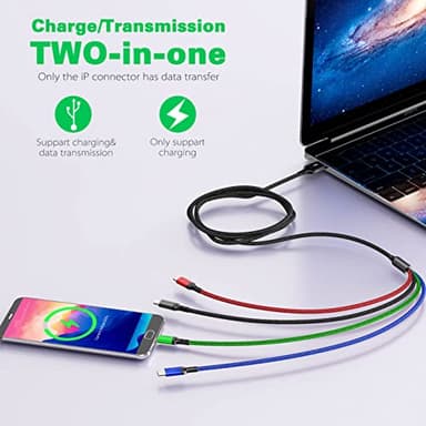 Multi Charging Cable, 10ft 2Pack Multi Charger Cable Braided 4 in 1 Multiple USB Cable Universal Charging Cord with Lightning/Type C/Micro USB Port for Cell Phones/iPhone 17 16 15/Samsung/Ps/Tablets - Image 2