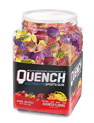 Quench Gum Variety Tub, Electrolytes Chewing Gum for Athletes and Sports Trainers, New Assorted Fruity Flavors, 300 Pieces - Image 1